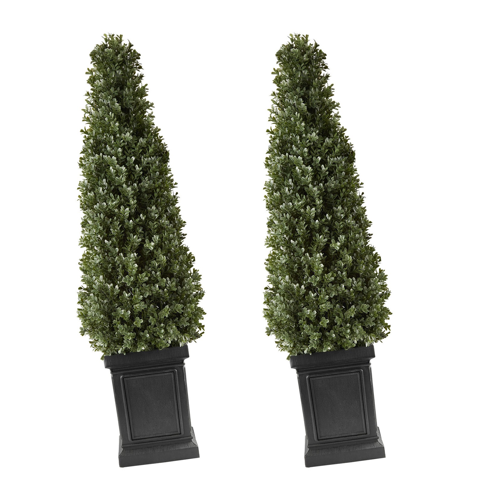 Uimoso Artificial Boxwood Topiary 3.3 Ft Set of 2 with Durable Pot Greenery PE