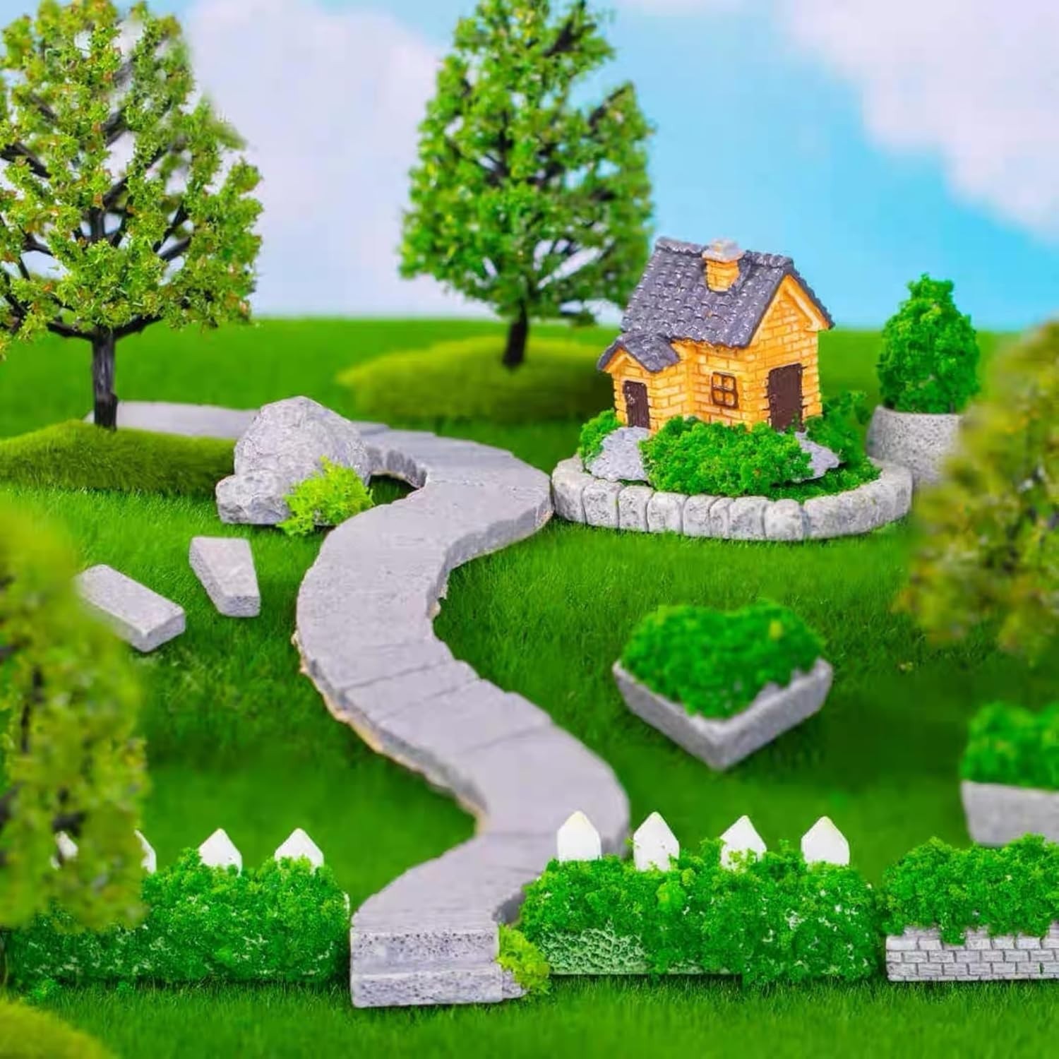4 Packs 6X6 Inch Artificial Grass Decor for Crafts, Miniature Ornament Turf