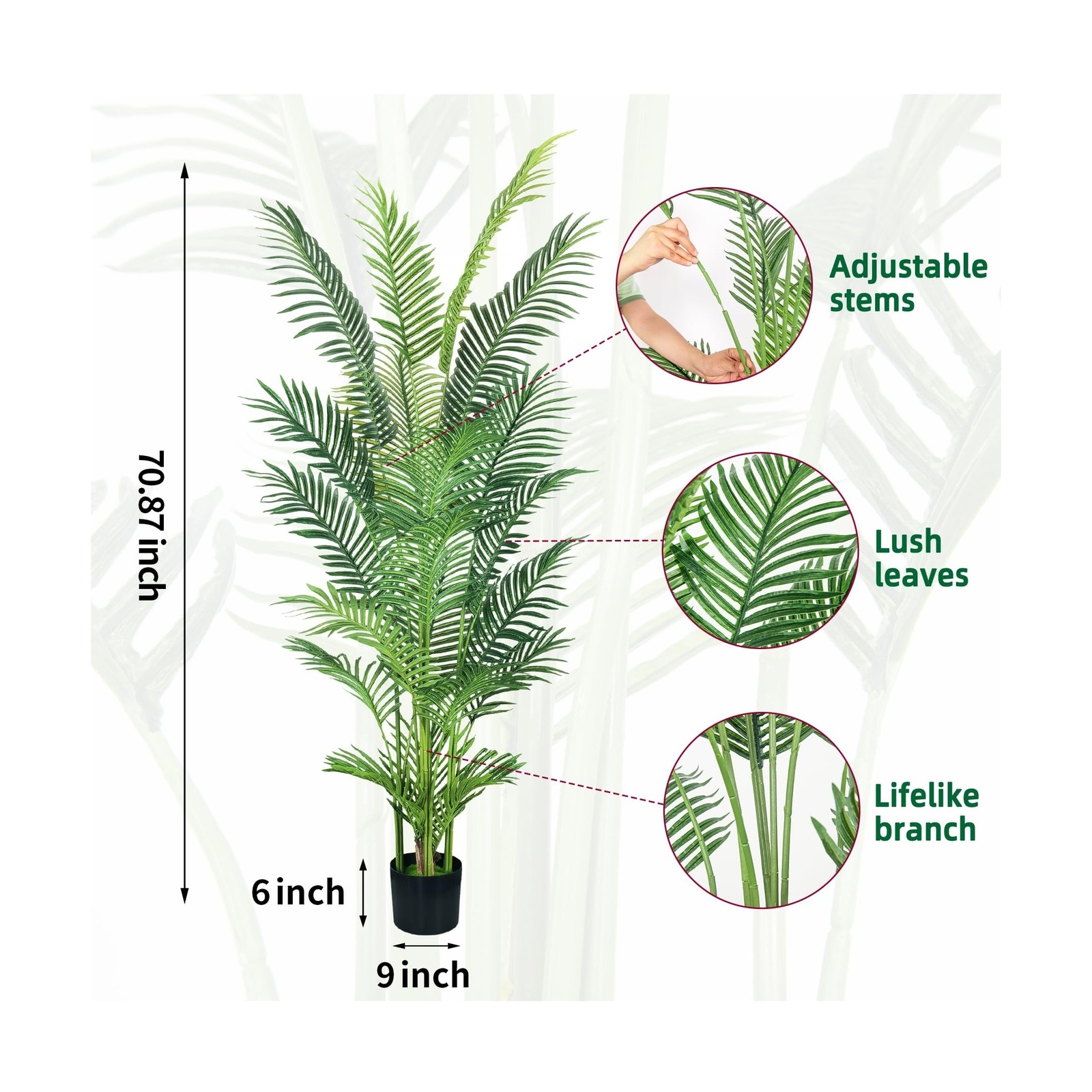 HAIHONG 6FT Artificial Palm Tree,Faux Areca Palm Plant with Real Touch Leaves…