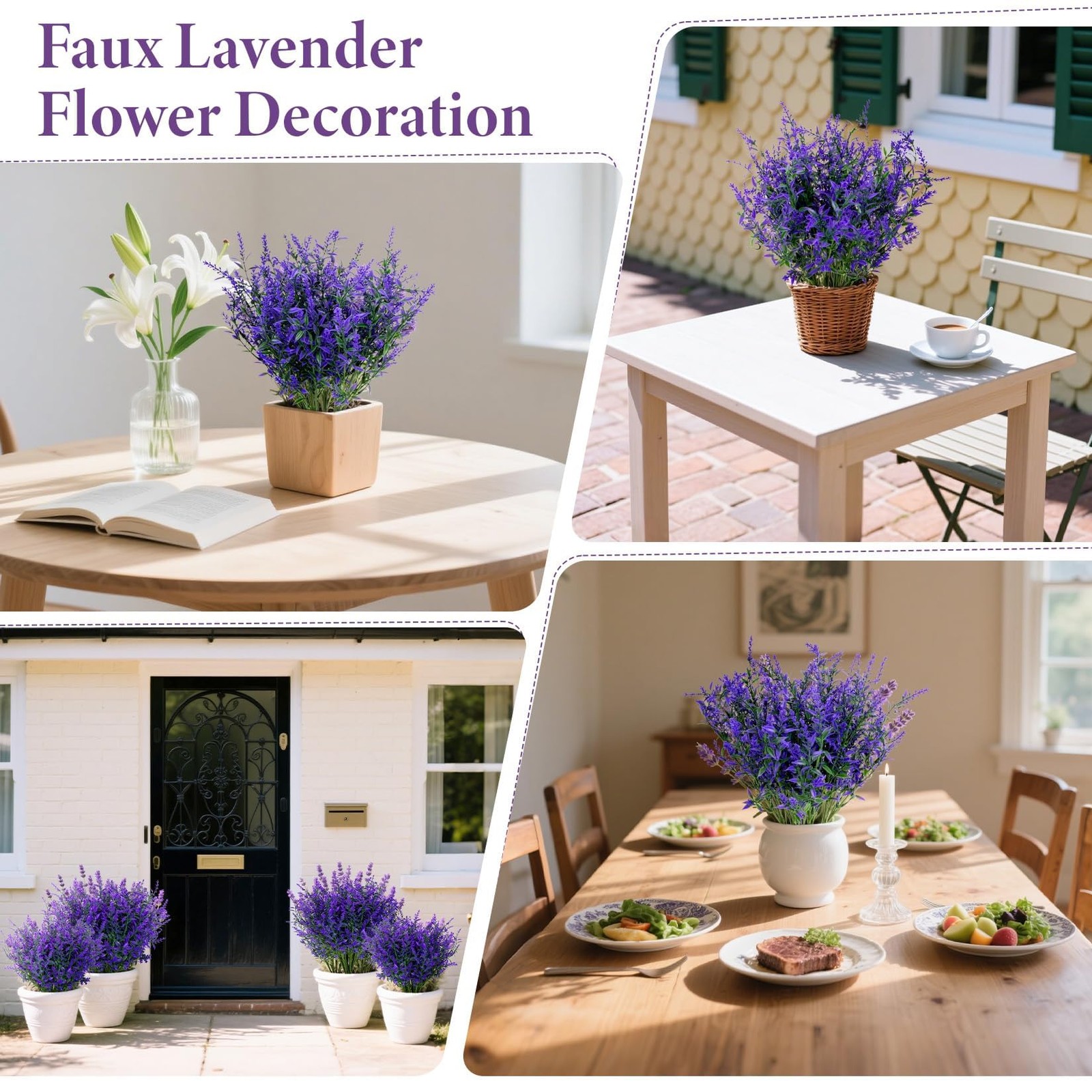 Artificial Lavender Flowers – 7 Pcs Artificial Flowers for Outdoors Faux Lavende