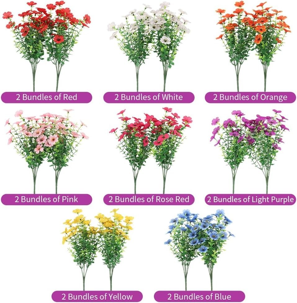 Fake Daisy Flowers Mix 8 Colors, UV Resistant