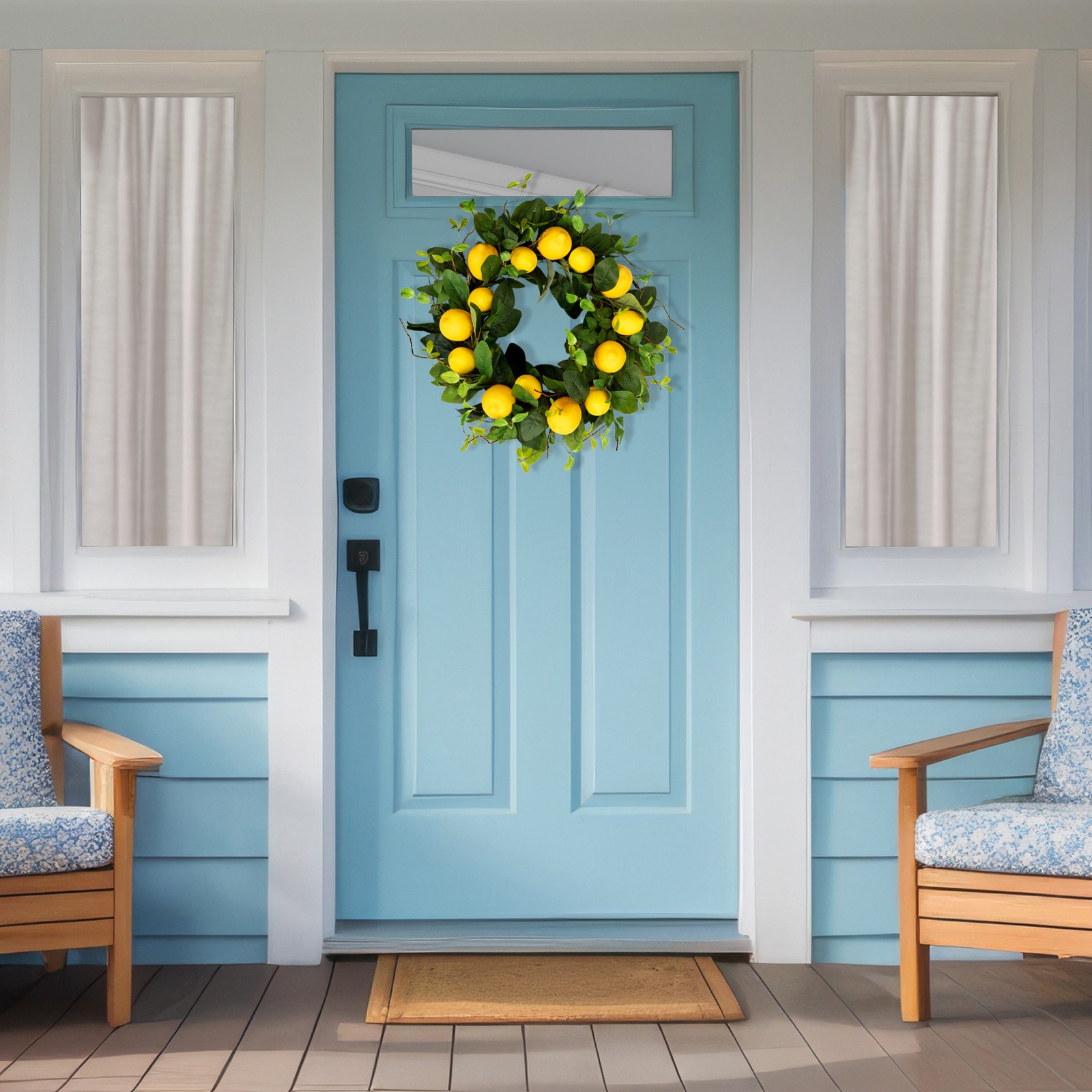Northlight Lemons and Assorted Foliage Spring Wreath, Yellow and Green 20-Inch