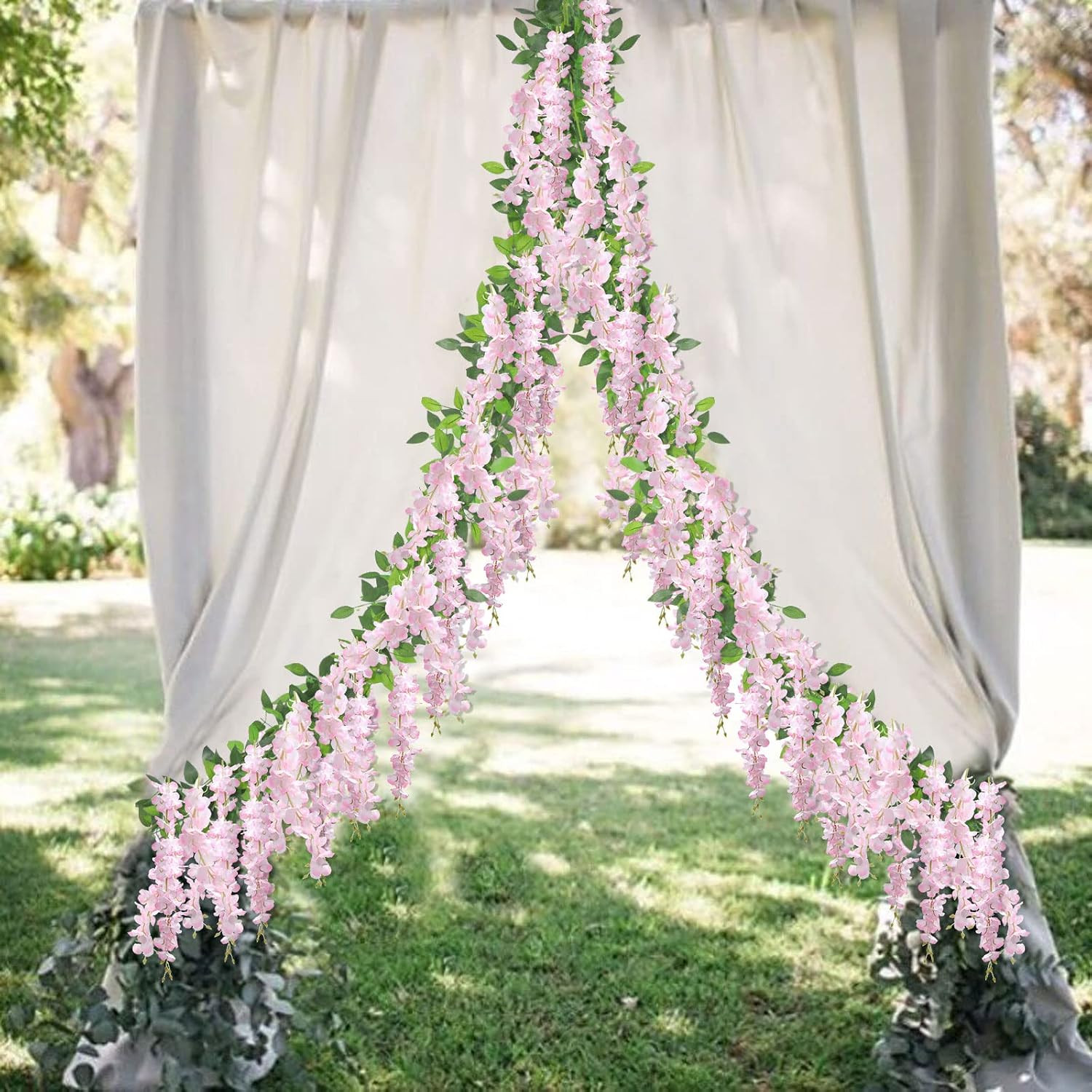 10Pcs 7.2 Ft/Piece Artificial Wisteria Garland Silk Fake Pink Wisteria Flowers H