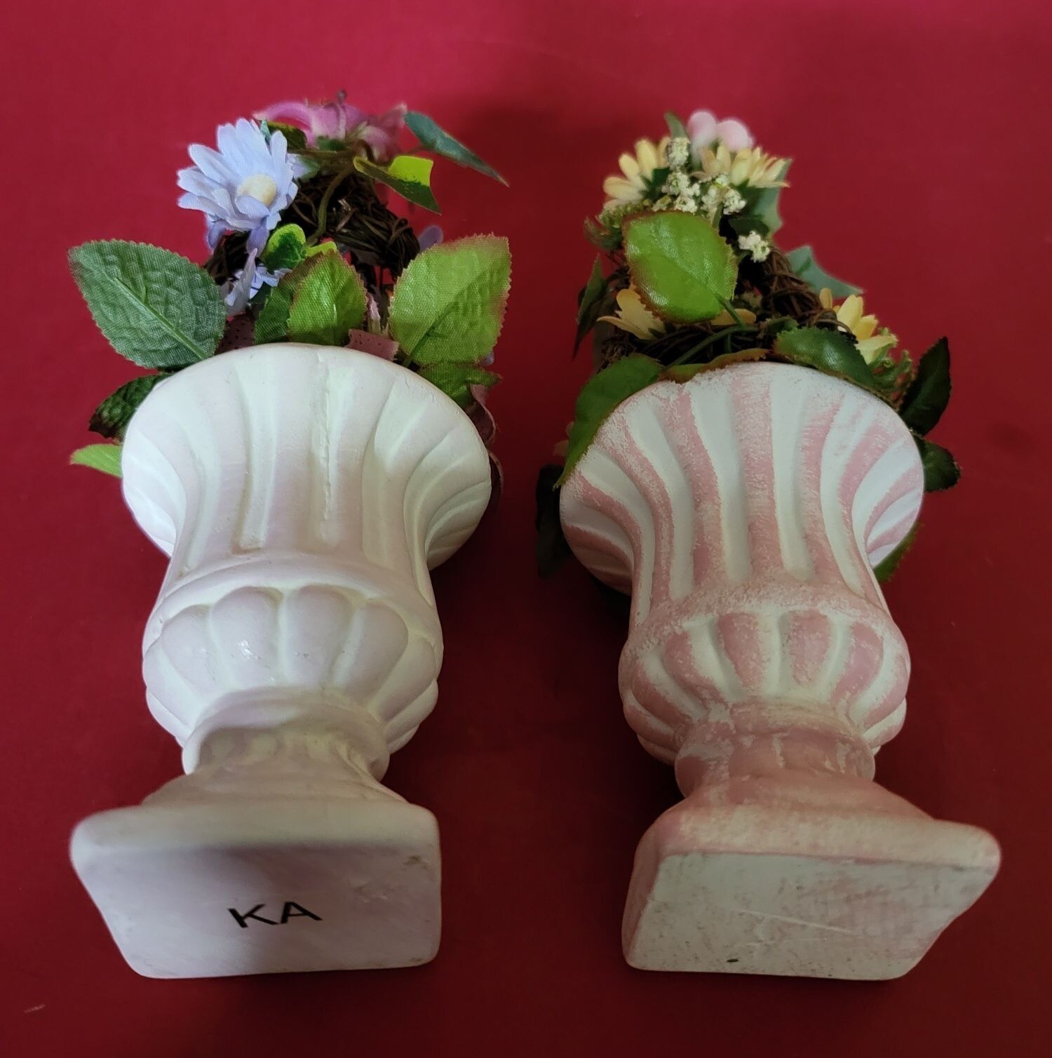 Mini Artificial Flower Potted Planter Decor 7″ Set of 2