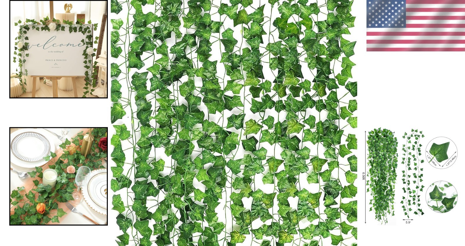 Stunning 14pc Ivy Leaf Garlands – 78.7 Inch Artificial Vines for Elegant Spaces