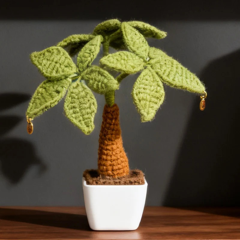 Handmade Crochet Money Tree Potted Stuffed Plants Finished Woven Bouquet Gifts