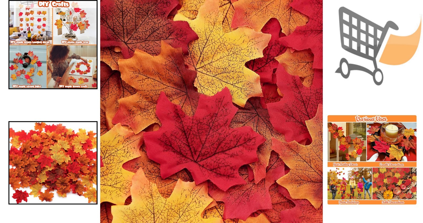 Artificial Maple Leaves Fall Decorations 1100pcs Multicolored for Weddings Pa…