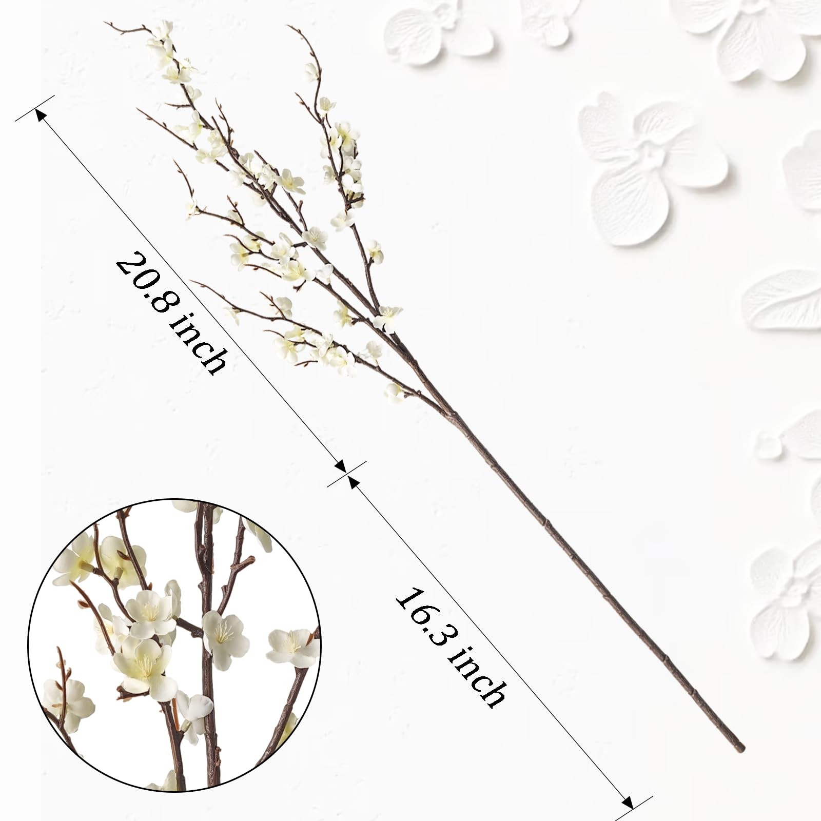 4 Cherry Blossom Branches 39 Inch White Silk Artificial Flowers Long Stem for Va