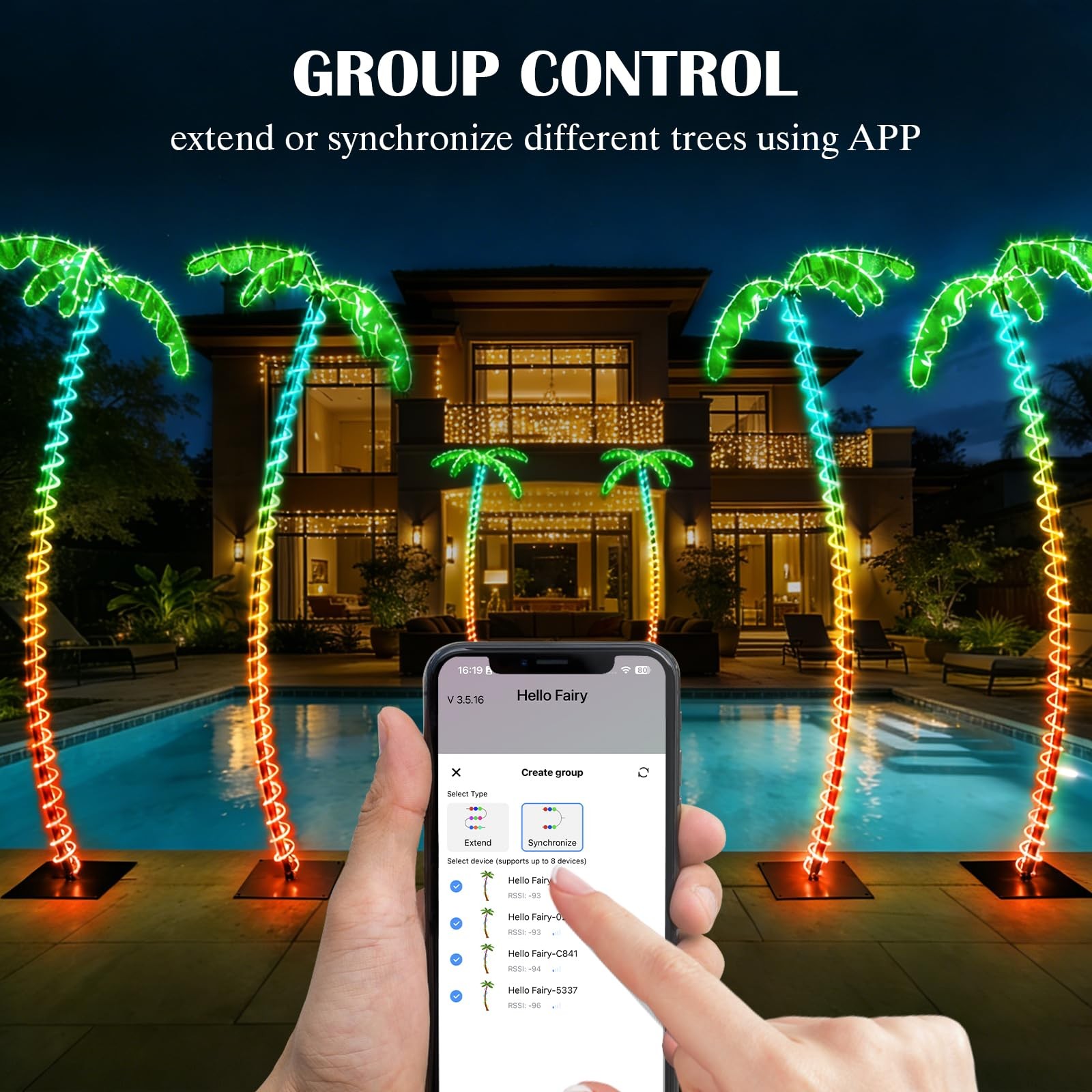 7FT Smart Lighted Palm Tree, Color Changing, Timer, Waterproof, APP & Remote,…