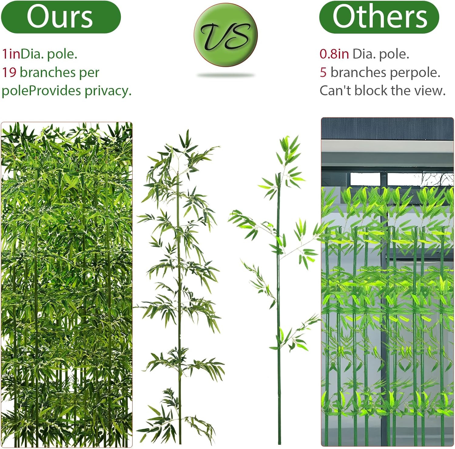 6Ft Fake Bamboo (20 Pack) for Outdoor Privacy, Screen Dividers & Decor