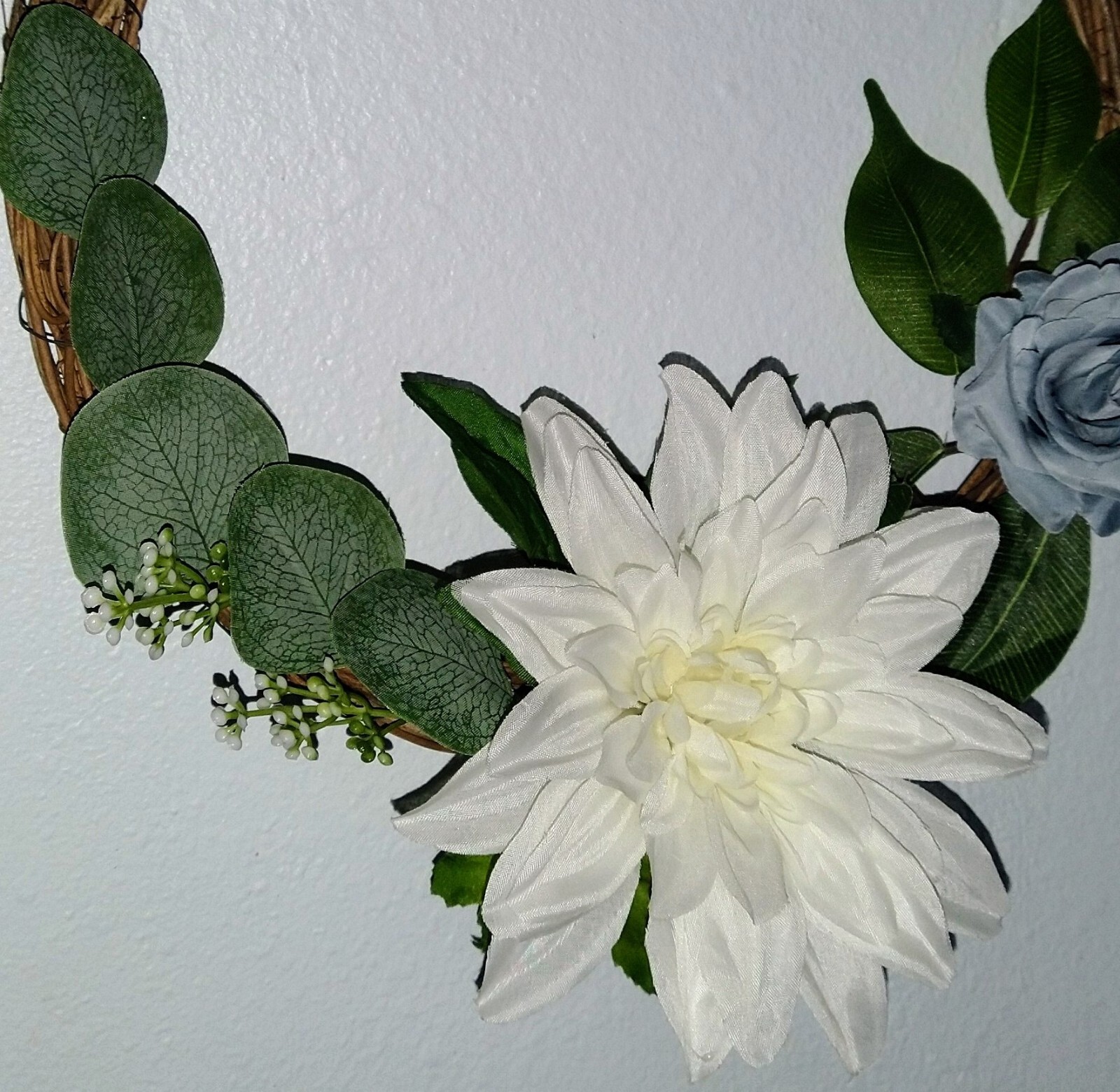 Handmade Floral with Eucalyptus Leaves and Greenery Spring 12″ Grapevine Wreath
