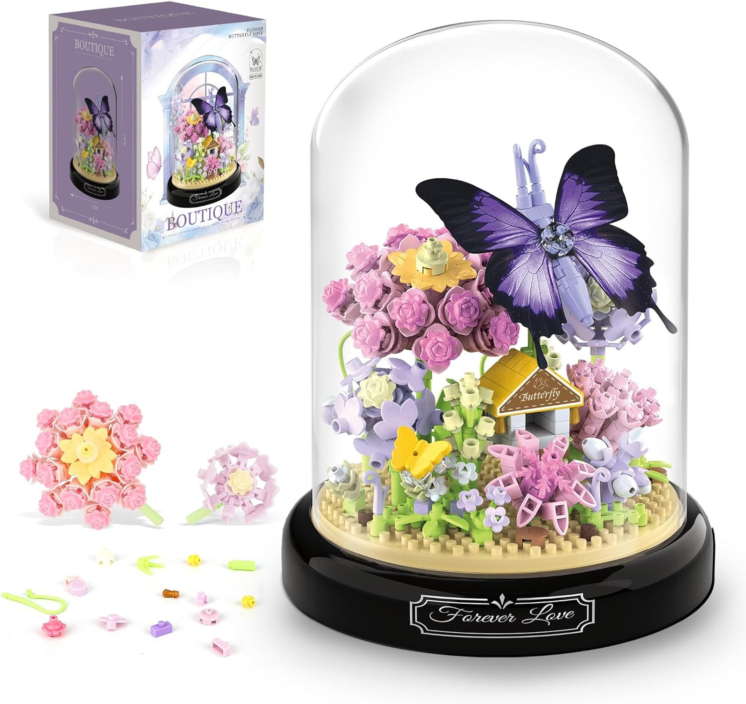 Flower Bouquet Building Kit for Adults, Animals Flowers 582 PCS Botanical Collec