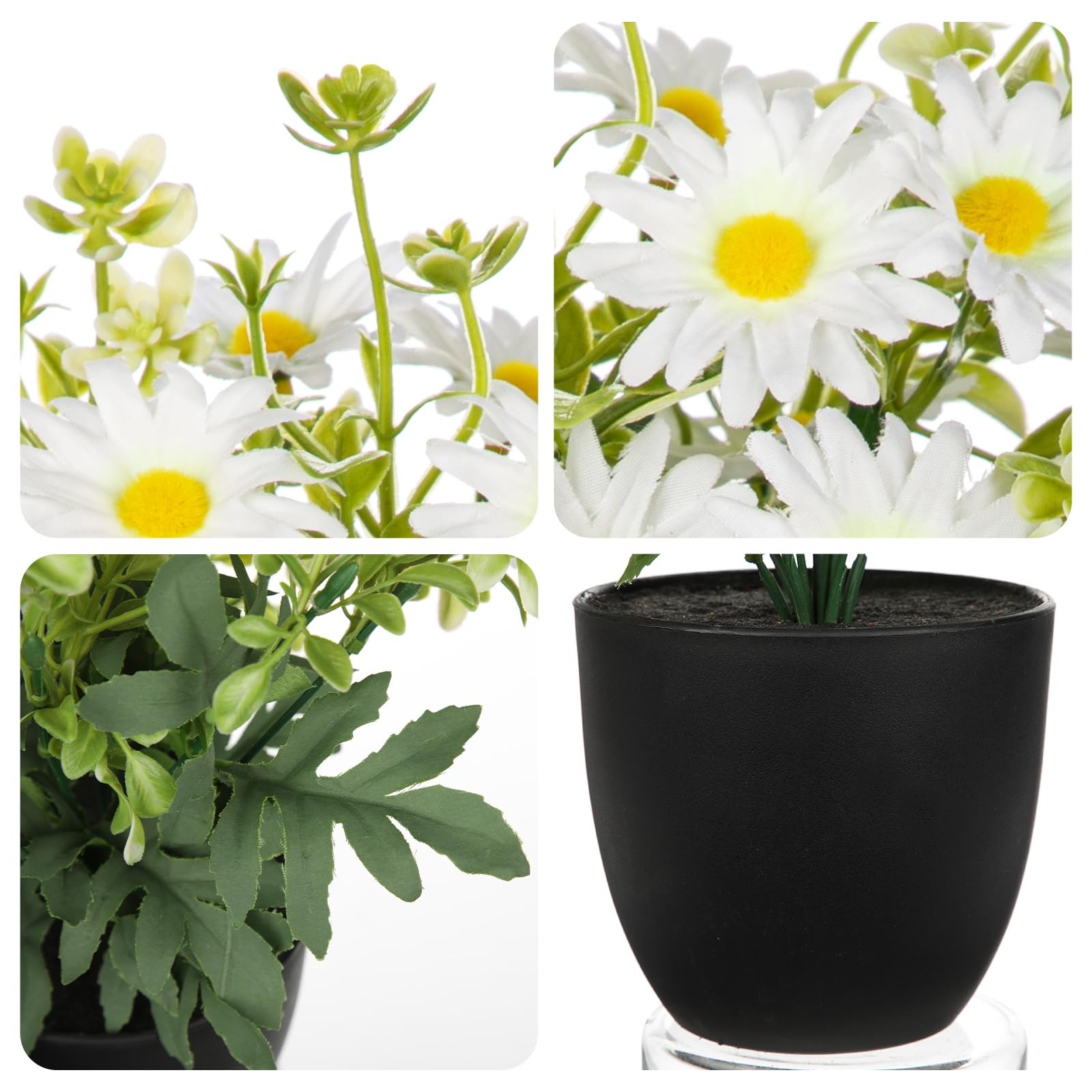 Artificial Daisies in Pot 12 Inch White Silk Flowers for Spring Home Decor