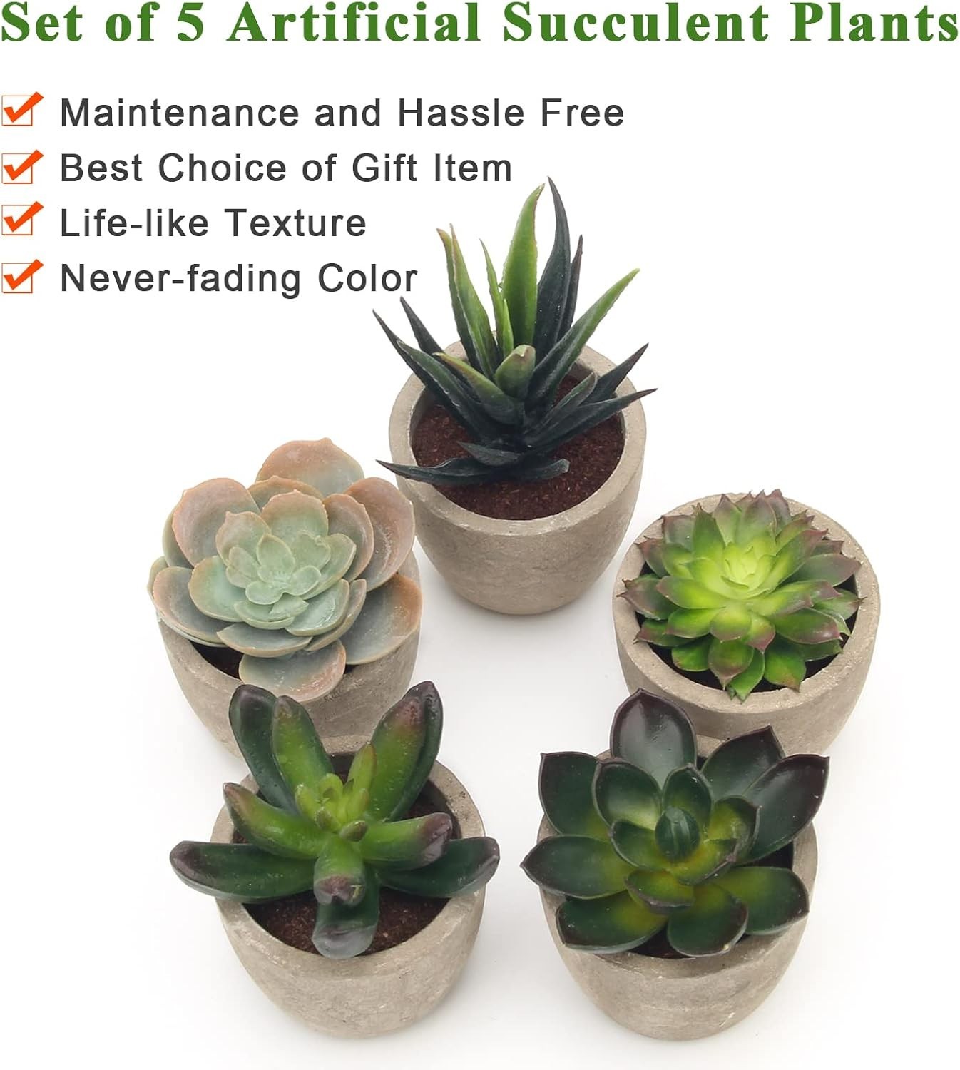 Vibrant Faux Cacti – Set of 5 Artificial Succulent Plants for Housewarming Gifts