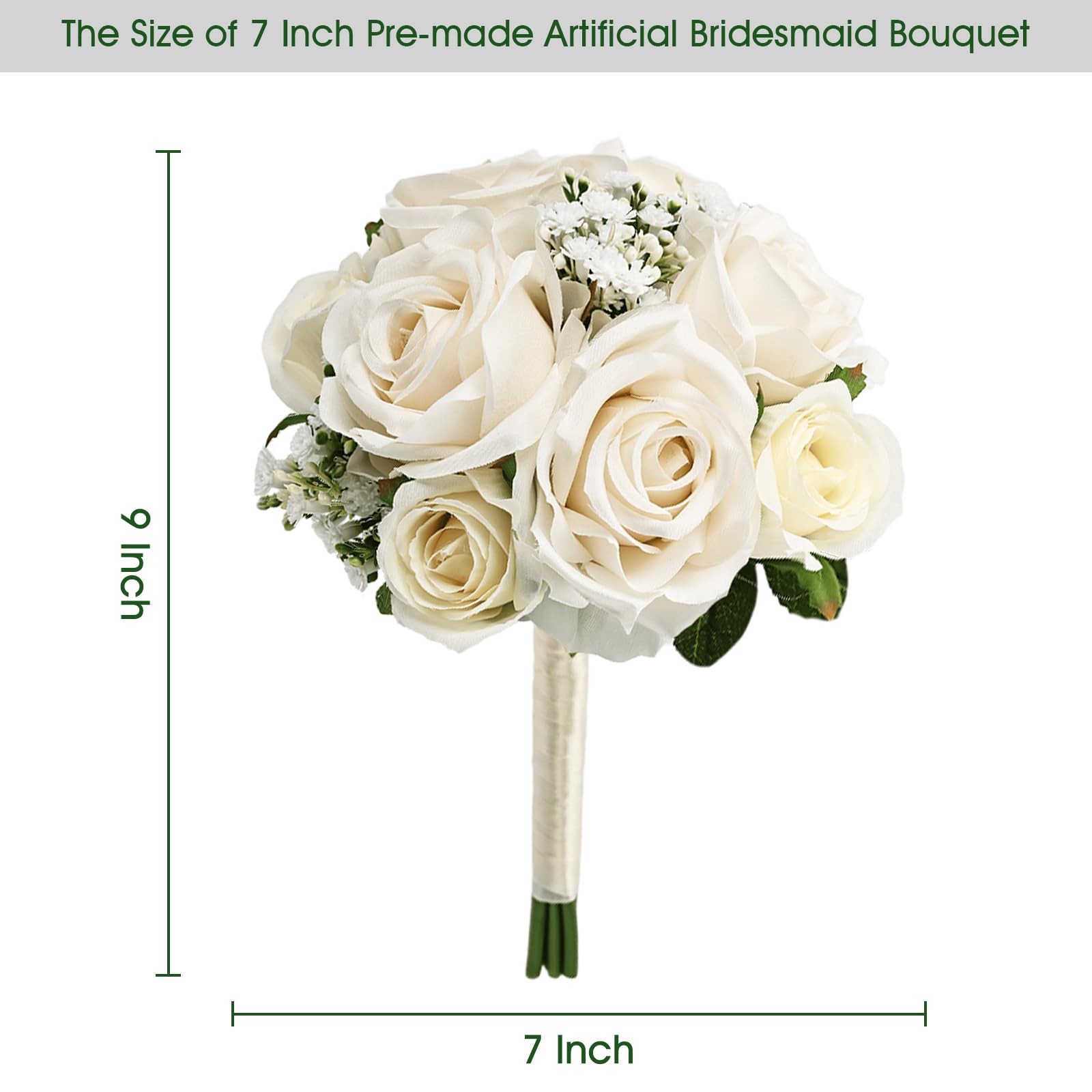 Wedding Bridesmaid Bouquets Set of 4, Artificial Silk Flowers Arrangement for…