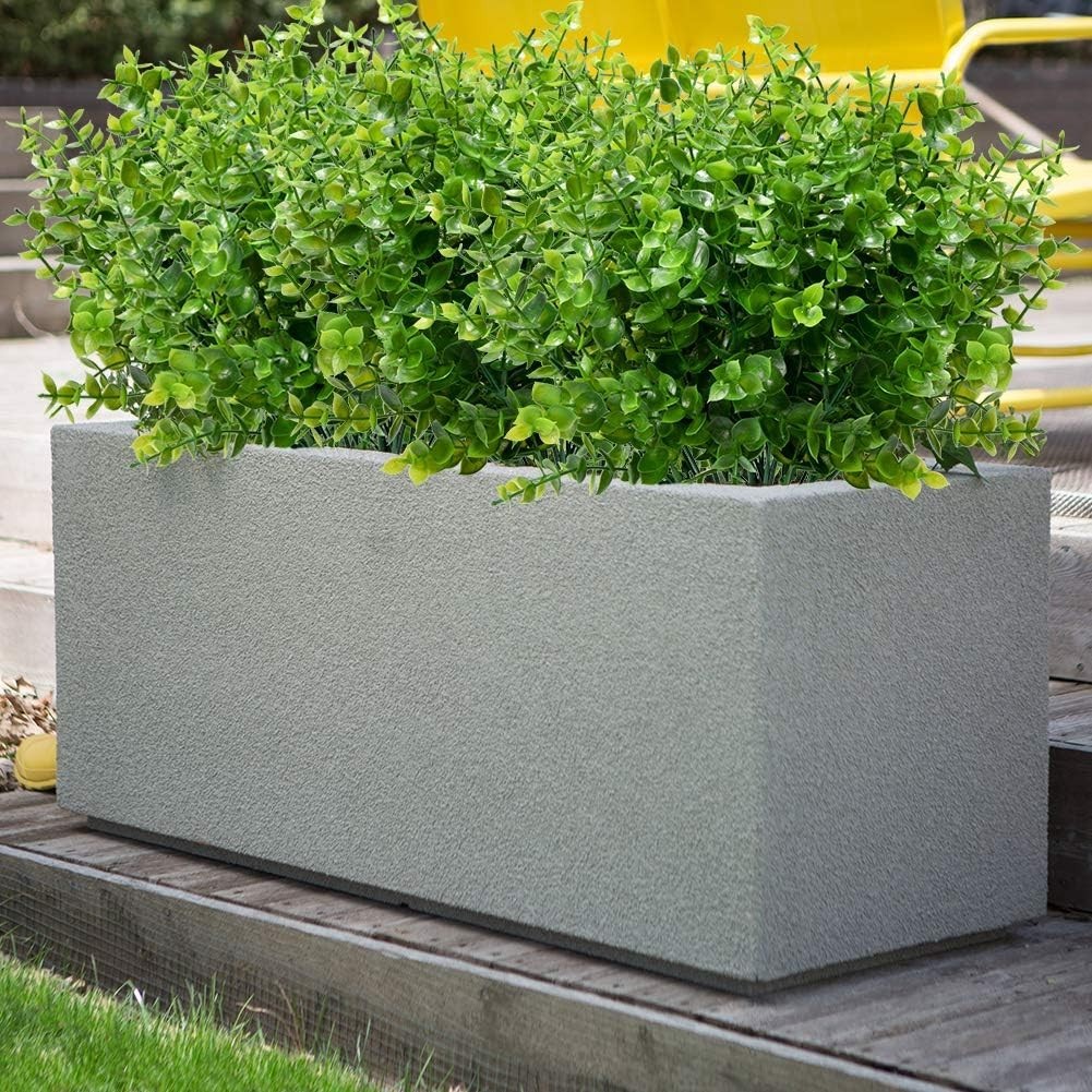 8 Bundles Outdoor Artificial Boxwood Stems UV Resistant No Fade Greenery Plan…