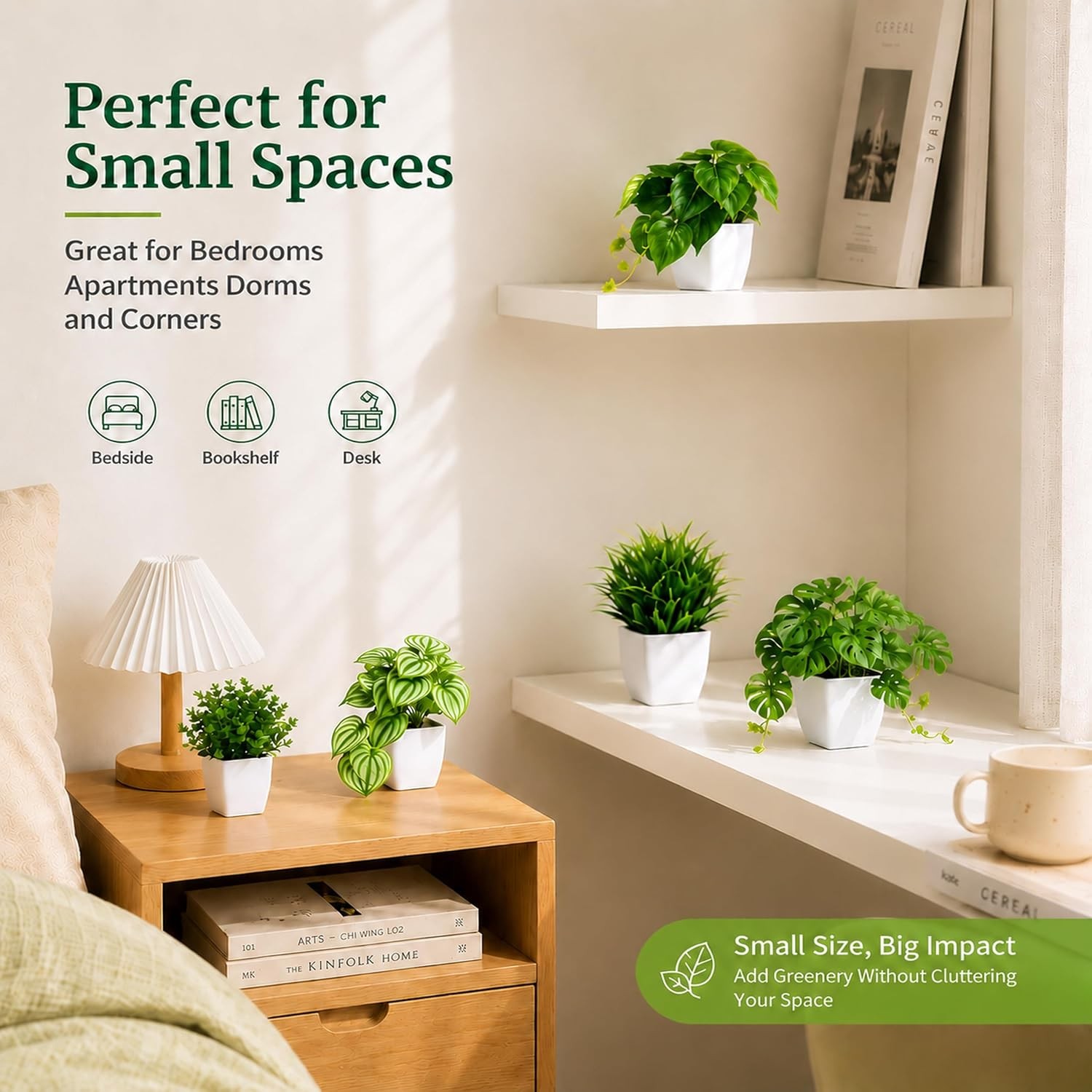 6 Pcs Mixed Small Fake Plants Modern Mini Potted Artificial Plants Indoor with