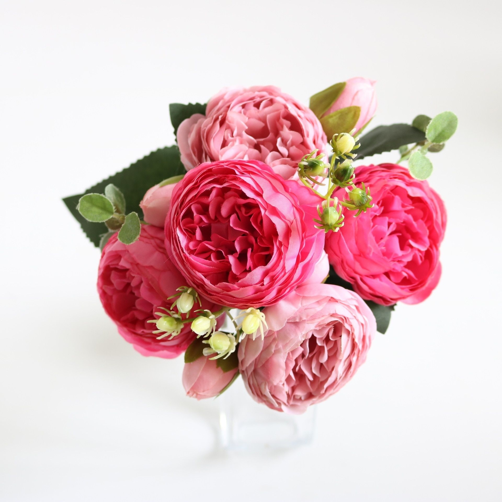 30cm Silk Rose Peony Artificial Flower Bouquet 5 Big Head 4 Small Bud Home Decor