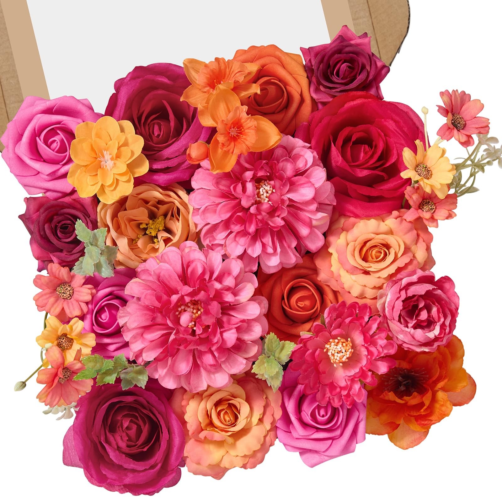 Alecono Artificial Flowers Orange Hot Pink Silk Fake