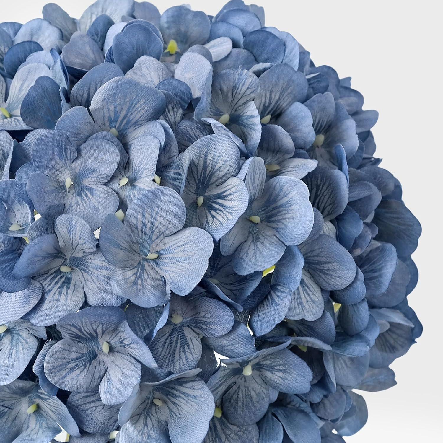 Retro Blue Silk Artificial Hydrangeas Flowers, 4PCS 21″ Vintage Large Lifelike F