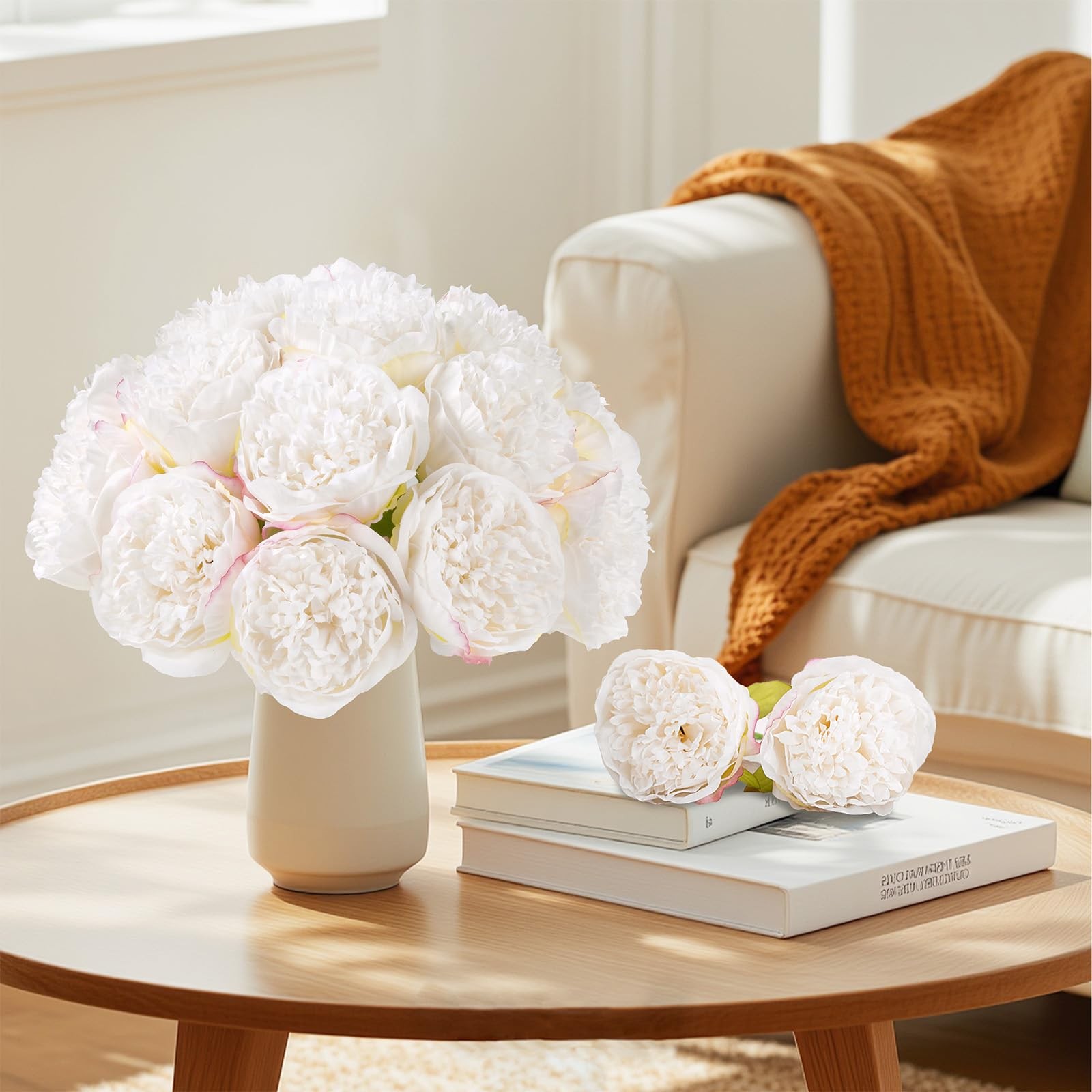 2 Bouquet 10 Heads Artificial Peony Silk Flower Leaf Home Office Wedding Part…