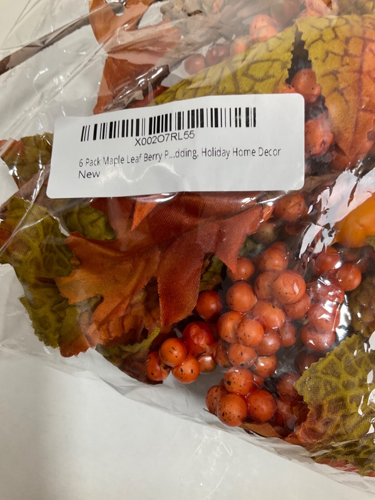 6 Pack Fall Artificial Leaf Berry Picks Home Decoration A17