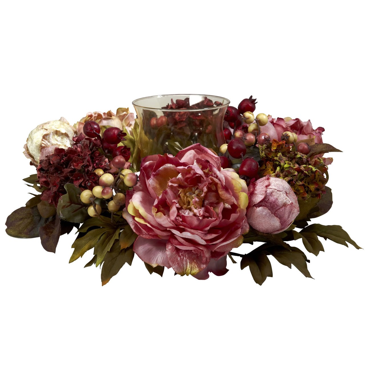 16″ ARTIFICIAL SILK LARGE PEONY FALL FLOWER CANDELABRUM CENTERPIECE ARRANGEMENT
