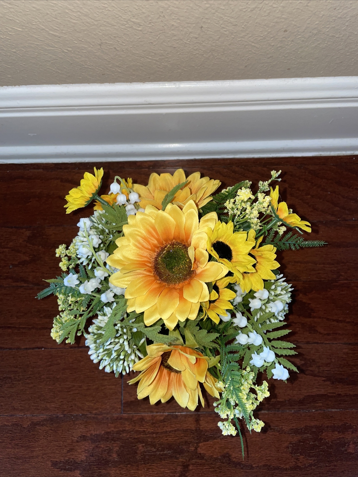 Small Silk Sunflower Boquet Pink Vase Flower Arrangement Centerpiece Fun