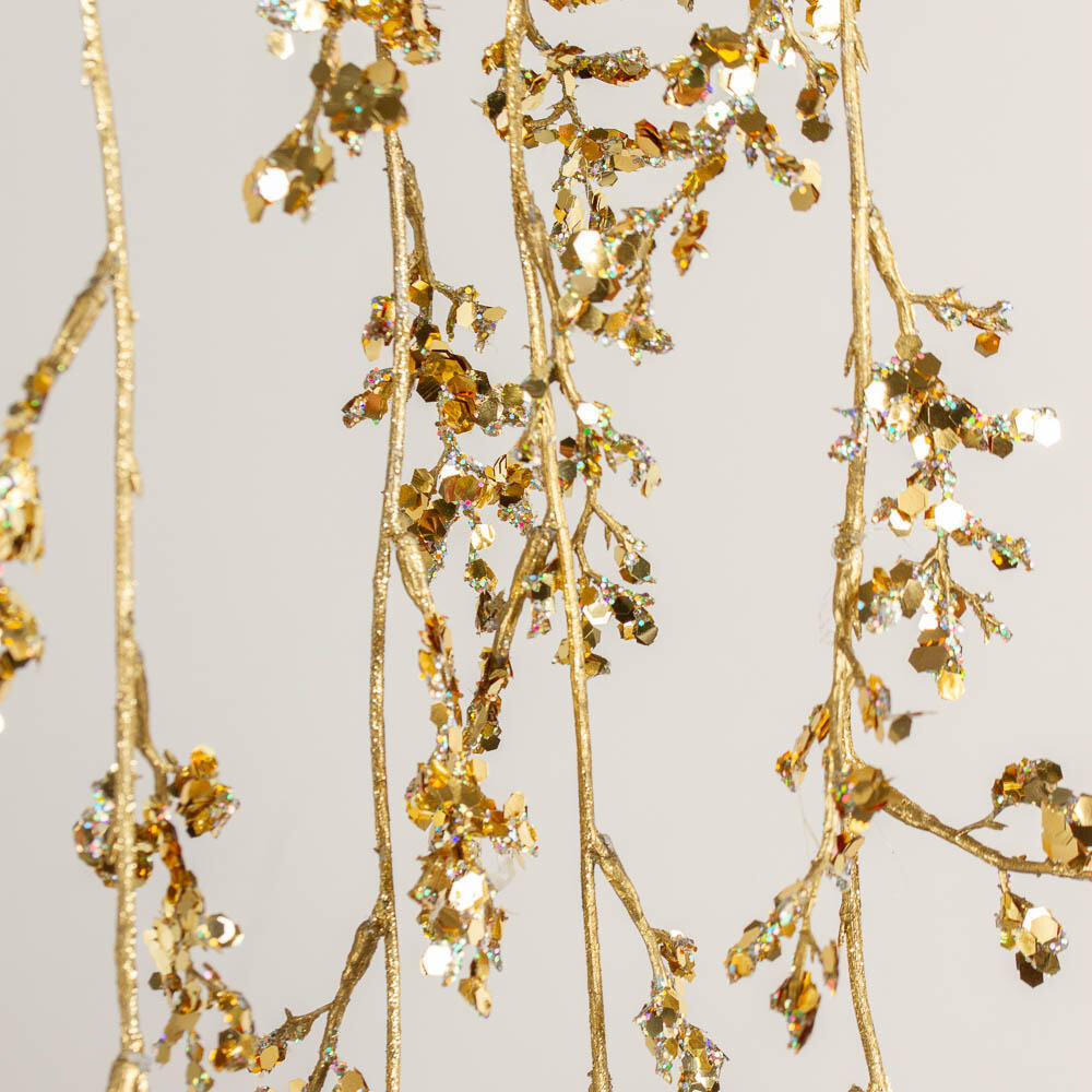 6ft Cascading Silver Glittered Floral Branch