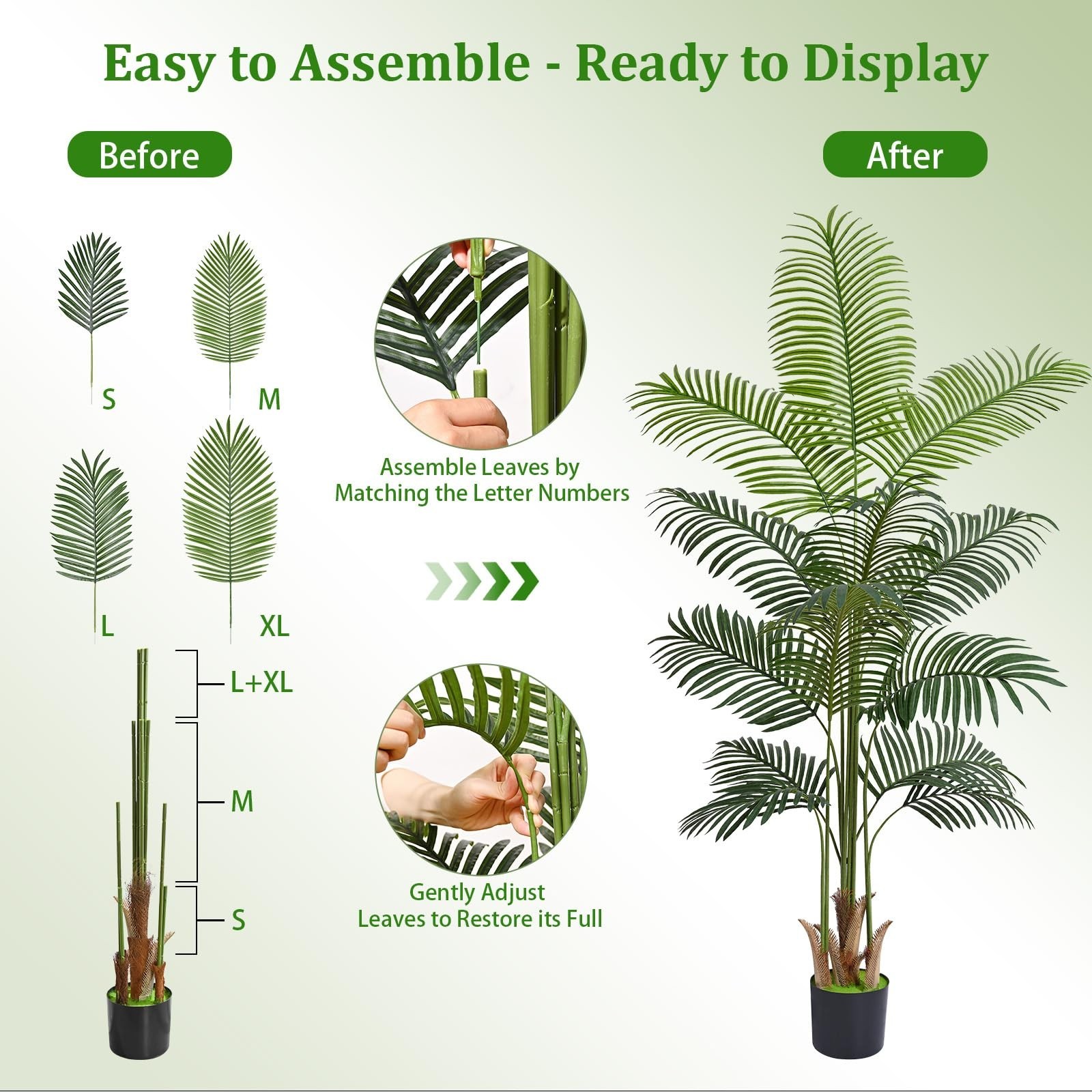 6FT Tall Artificial Palm Tree – Realistic Indoor/Outdoor Plant with Weighted Pla