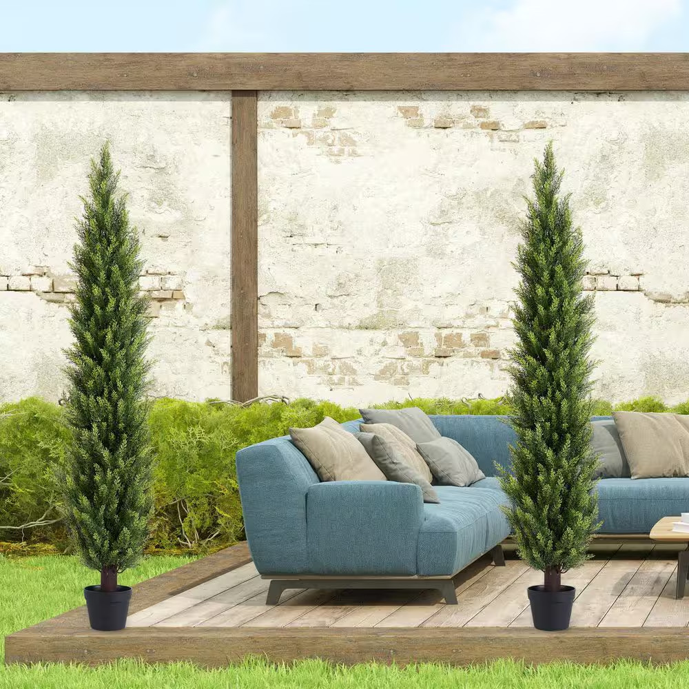 6 Ft. Artificial Topiary Cedar Trees Outdoor Indoor Faux Pine Shrubs Cypress Pla