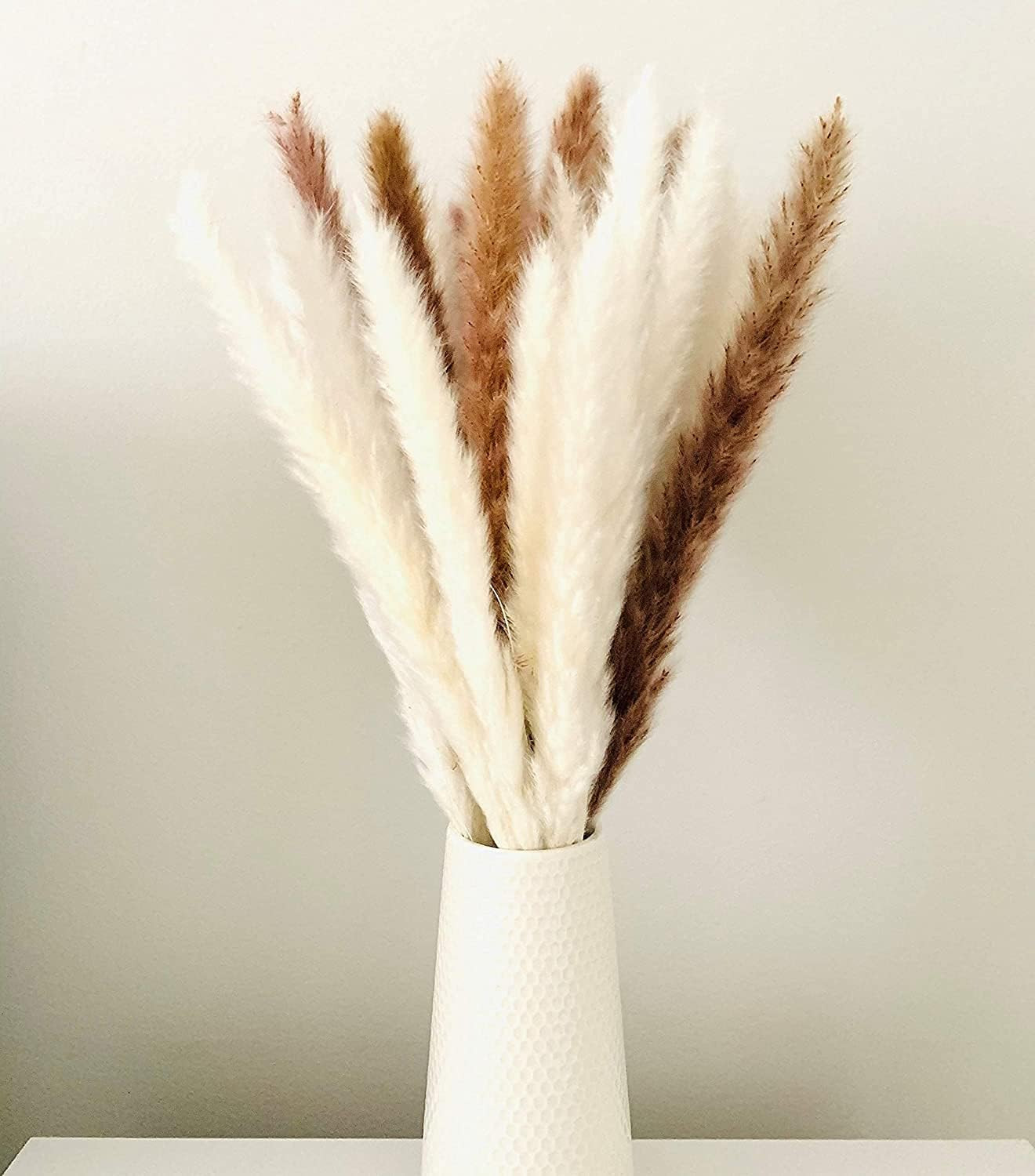 30 Pcs White Pampas Grass ,17 Inch/45 Cm Natural Dried Pampas Grass Branches Dec