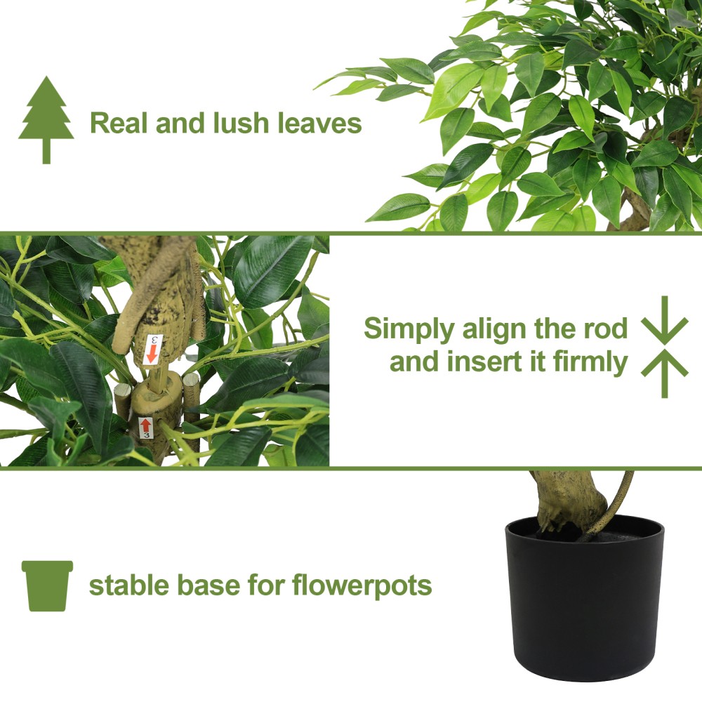 5.2FT Artificial Ficus Tree Lifelike Faux Banyan Tree with Pot for Home Office