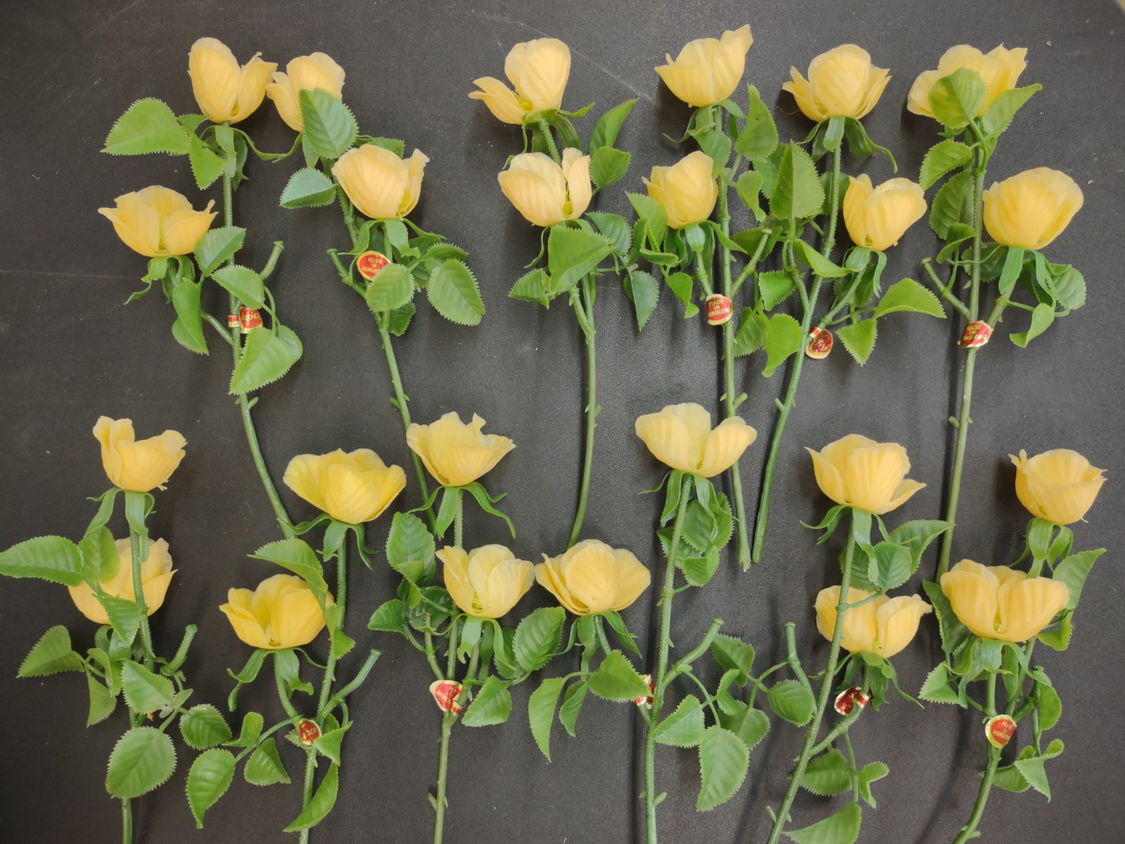 24 Pieces Vintage Poly Flower Stems from the 1960s & Early 70s, New with Tags