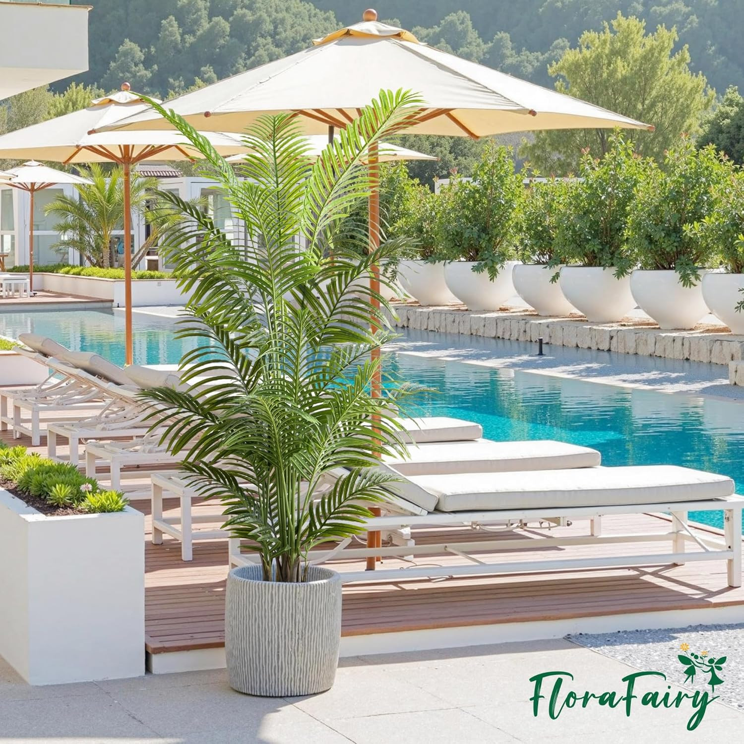 6FT Tall Artificial Palm Trees, Potted Plant (2 Pack) Tropical Areca Palm, UV Re