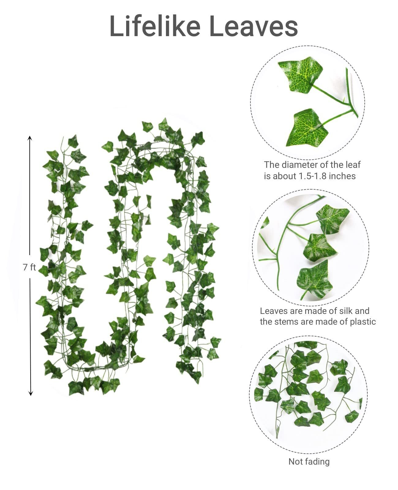 Fake Vines for Room Decor(12 Pack 84 Feet) Aesthetic Artificial Plant Ivy Leaves