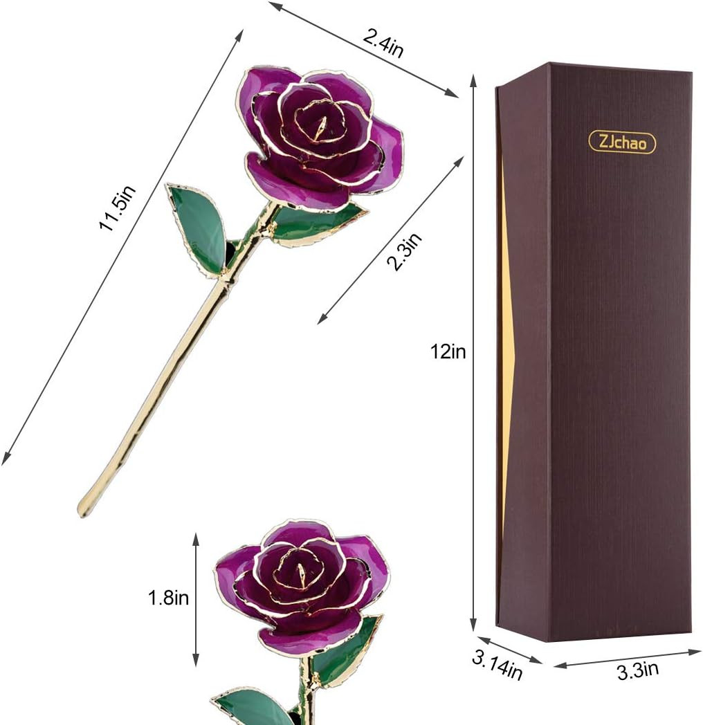 24K Plated Rose, Romantic Gift for Wife, Mom, Anniversary, Birthday, Wedding