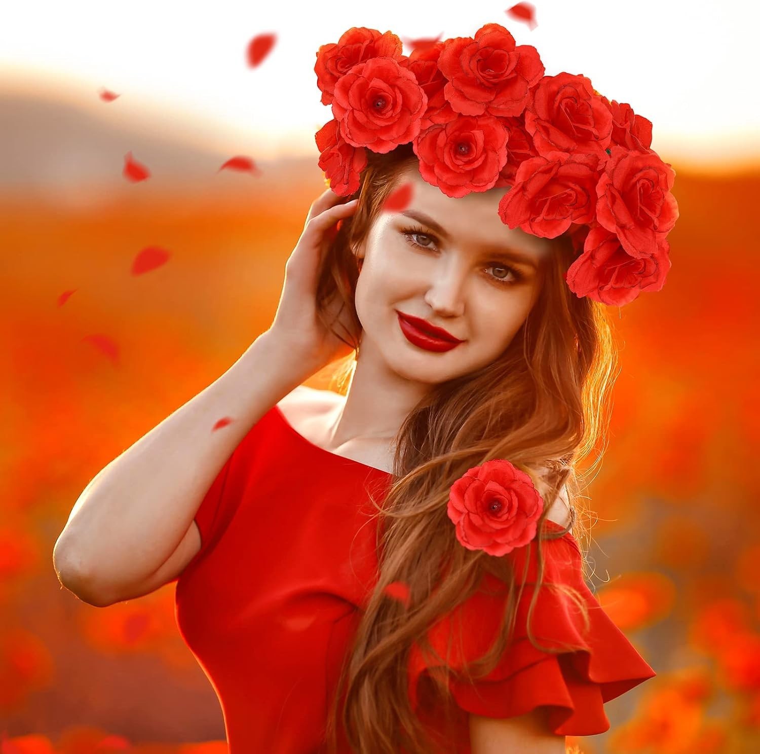 100 Pcs Artificial Flowers Fake Silk Roses Long Stem Rose Bouquet Wedding Par…