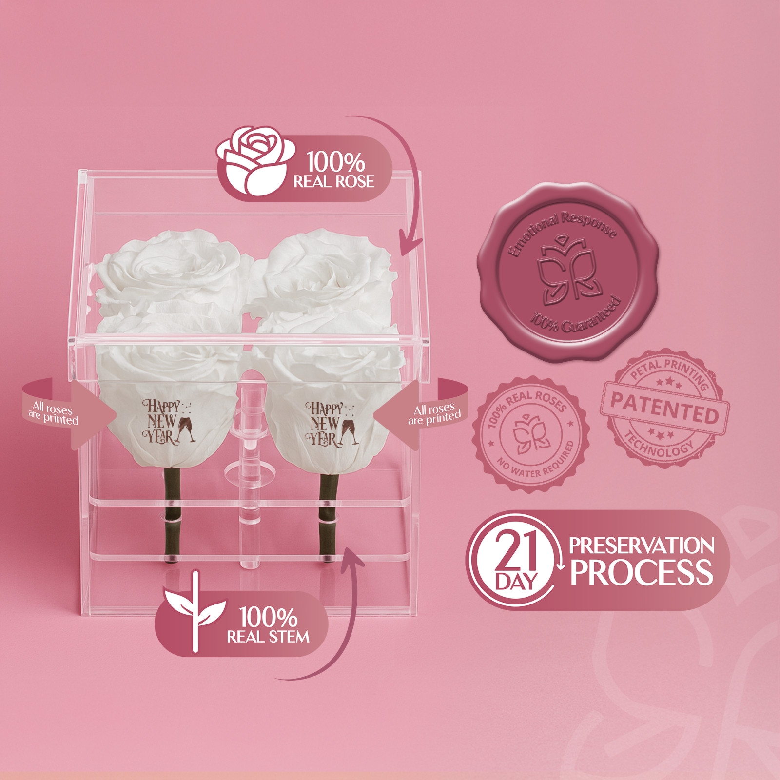 Speaking Roses Preserved Roses in Luxara Cua Display | “Happy New Year” Message