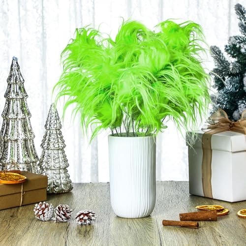 6 Pcs Lime Green Furry Christmas Tree Picks Decoration 16″ Lime Green
