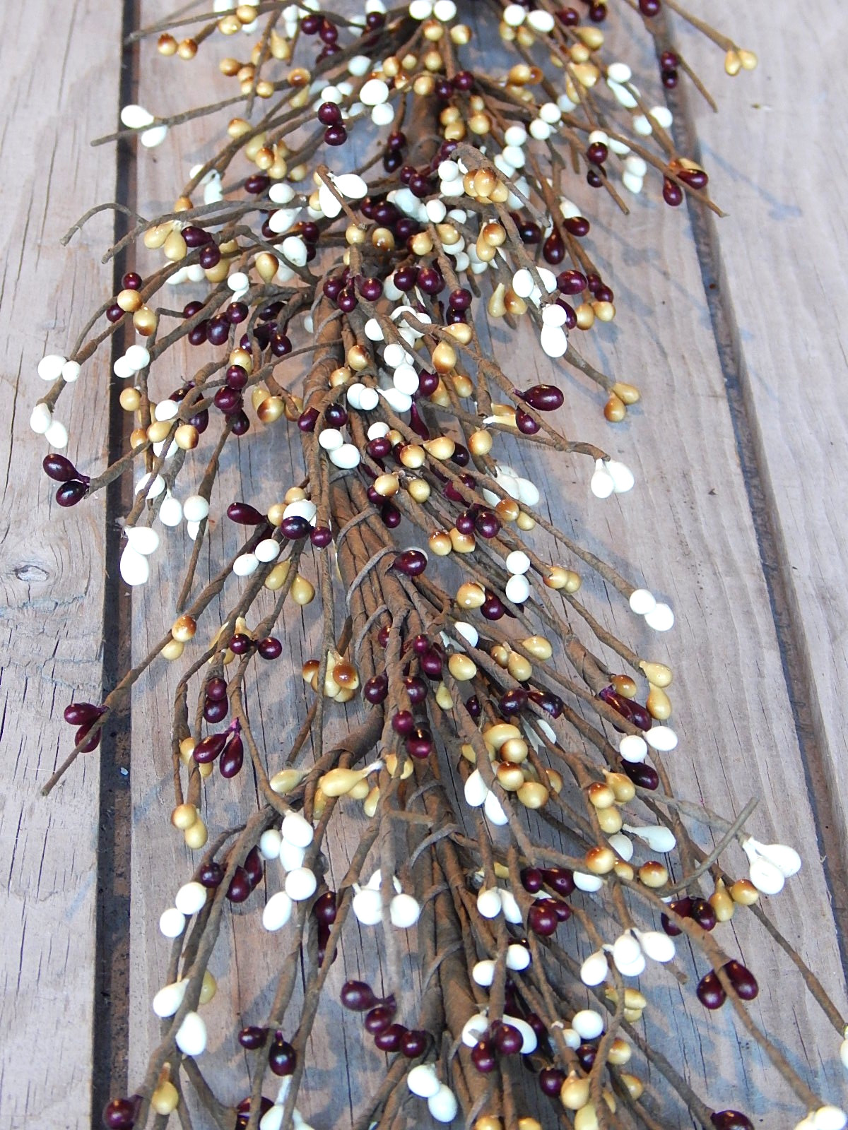 Rustic Berry Garland BURGUNDY MUSTARD CREAM 58″ – NEW