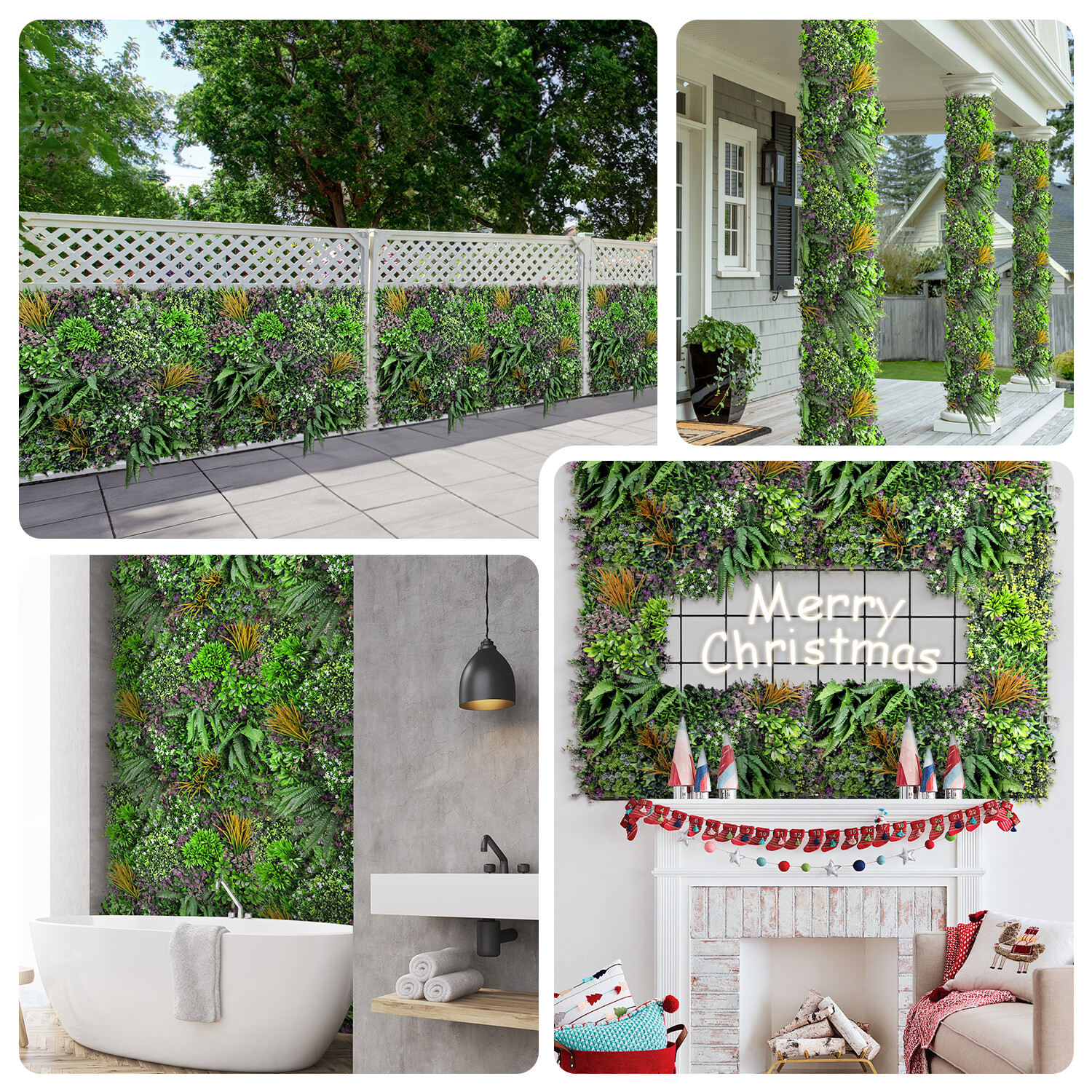 40″ Artificial Faux 3D Mix Leaves Wall Panel Fence Screen Home Outdoor Decor #10