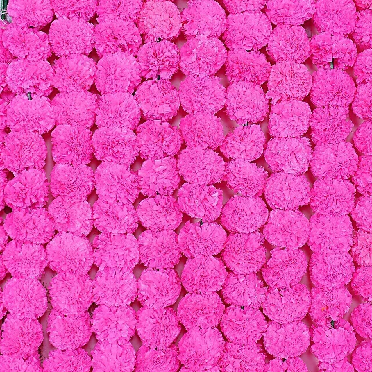 Wholesale Indian Pink Marigold Flower Mehndi Decoration Artificial Garlands