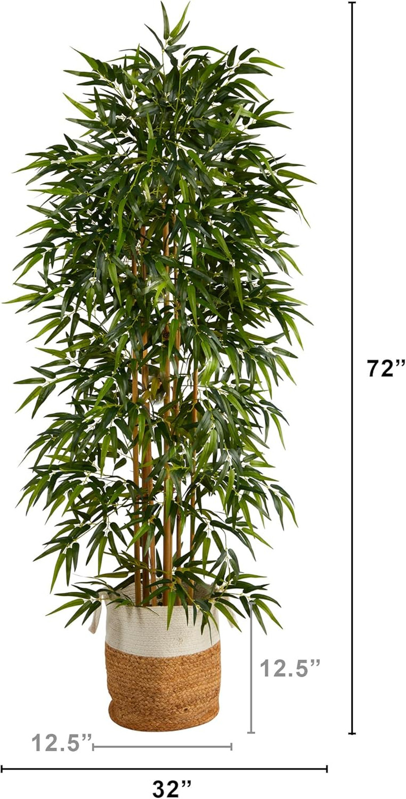6Ft Artificial Bamboo Tree in Handmade Jute & Cotton Basket – Perfect Decor!