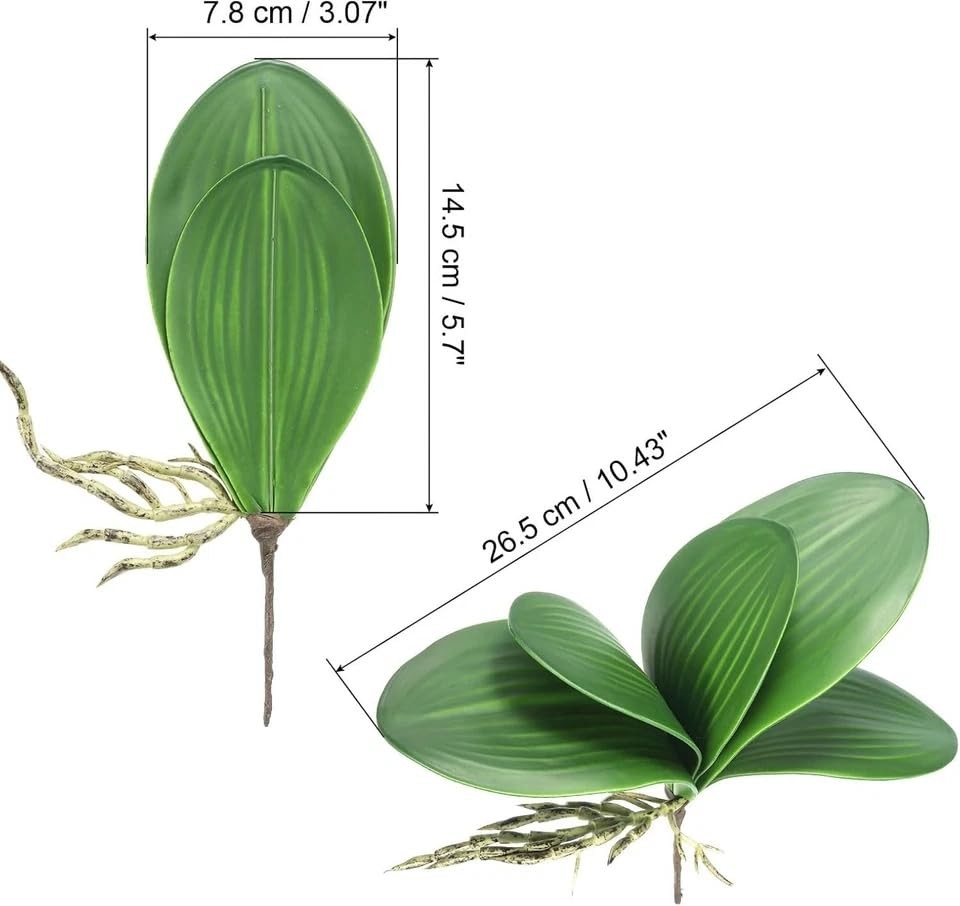 8 Inch Green Faux Orchid Leaves Real Touch Phalaenopsis Artificial 1pc