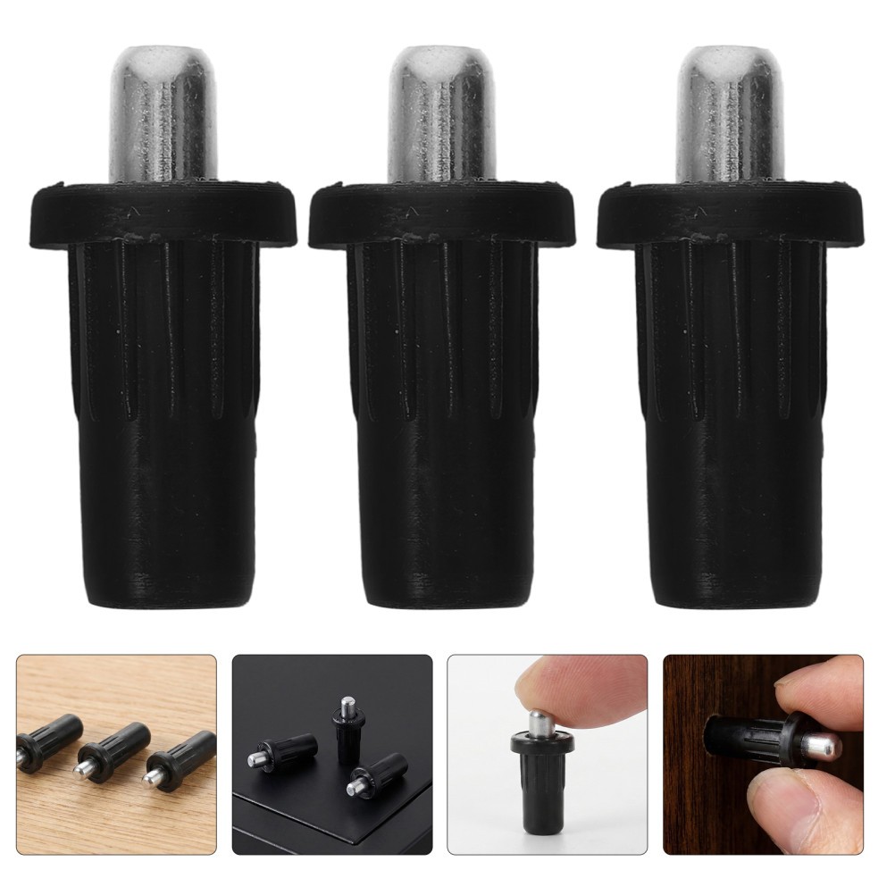 100Pcs Durable Furniture Spring Loaded Insert Pins Black Plastic Metal Repair