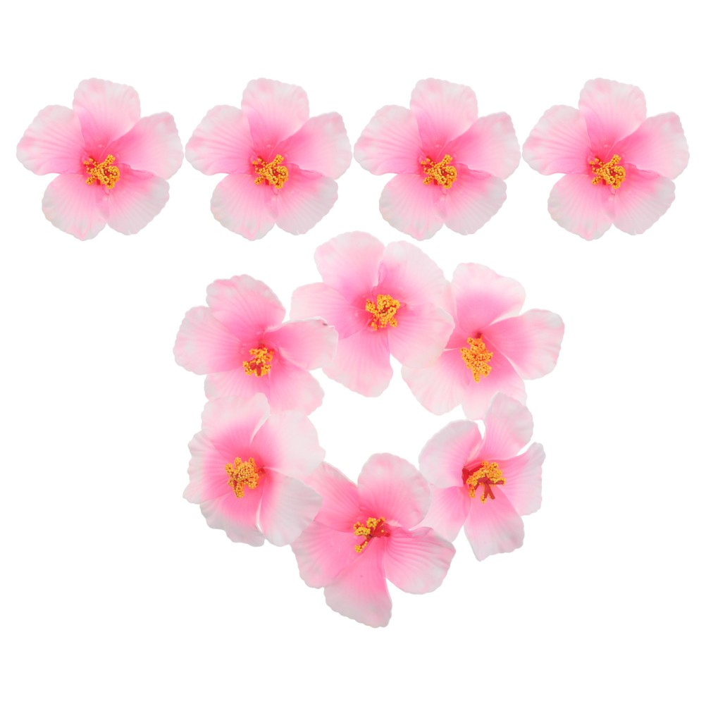 10Pcs Reusable Pink Hawaiian Hibiscus Flowers for Party Favors and Decor