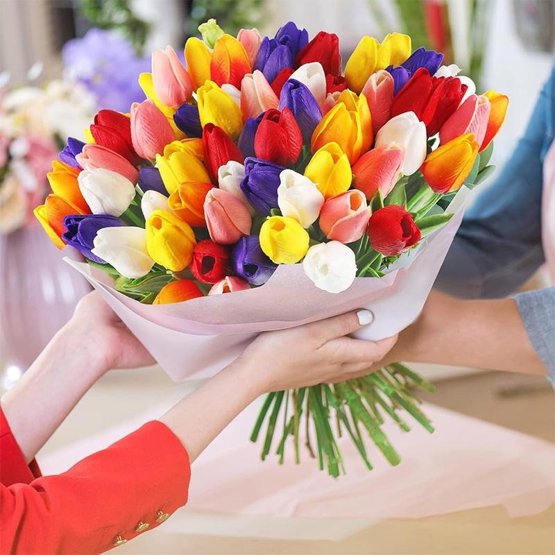 5/10PCS Real Touch Artificial Tulips 33cm Fake Flowers Wedding Home Decors