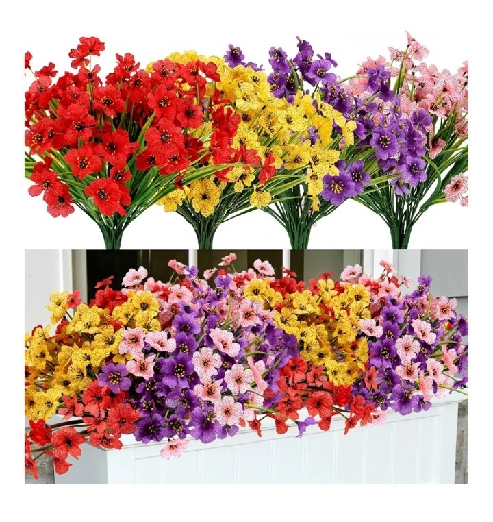 16 Bundles Artificial Fake Plants Flowers for Outdoor Spring Summer Decorarion