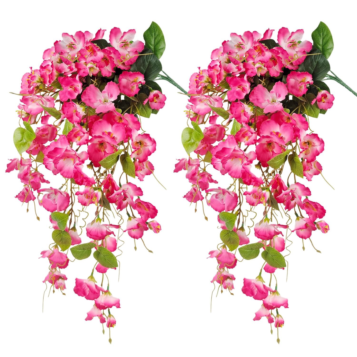 Artificial Fake Hanging Flowers Plants for Outdoor, Faux Silk Hibiscus Long T…